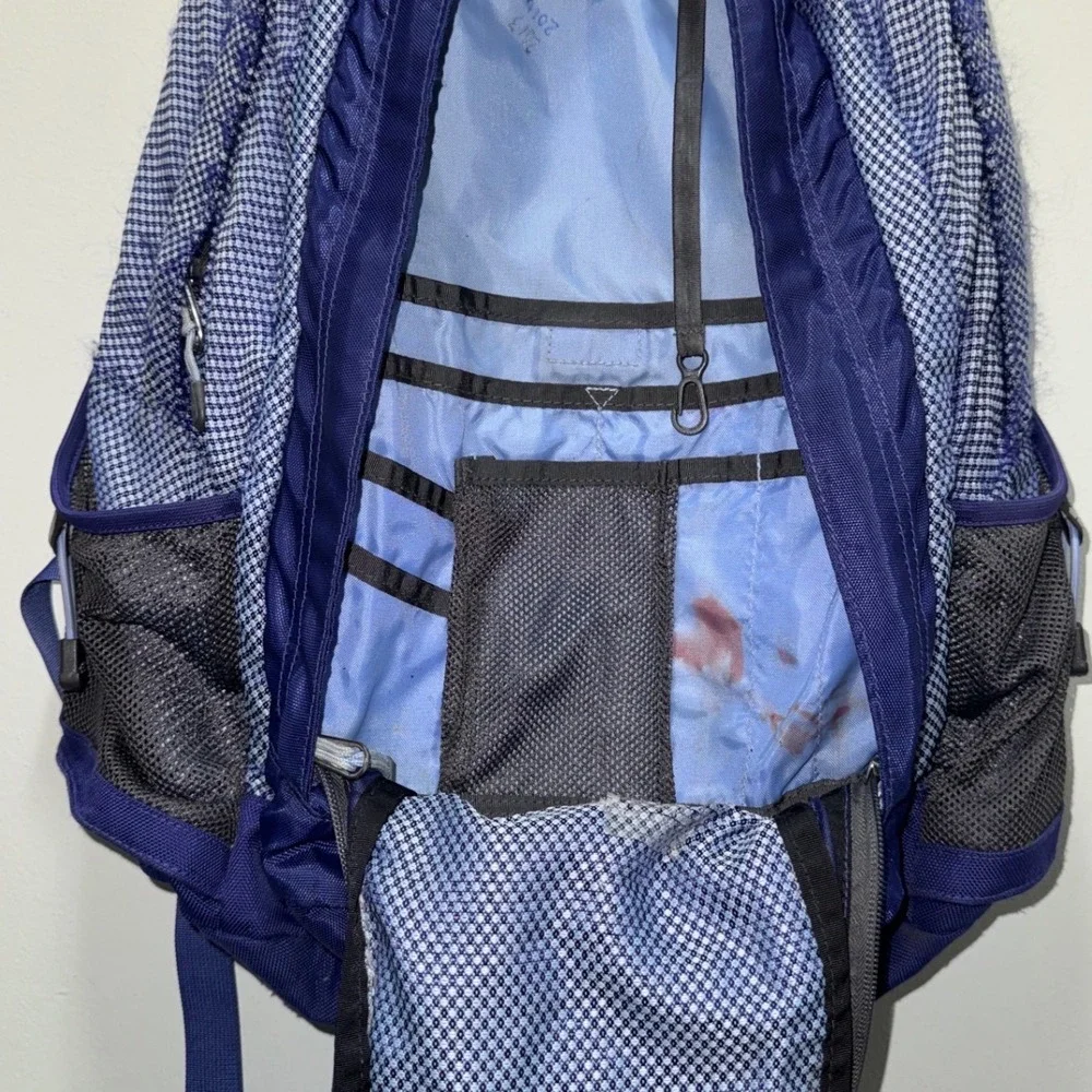 The North Face Jester Backpack Blue Check Pattern T196 T596 Hiking School Bag